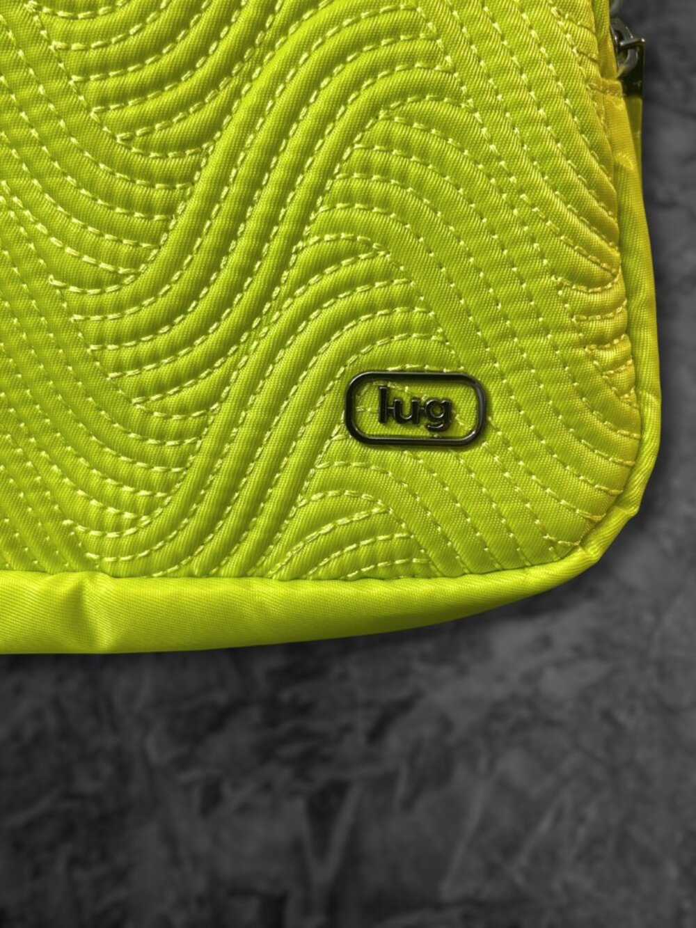 Lug Classic Quilted Belt Bag Crossbody Double Back in Lemon Lime Green - Picture 8 of 15